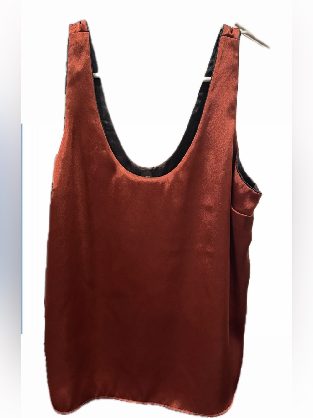Reversible Satin Scoop Neck Tank Top - Rust/Black